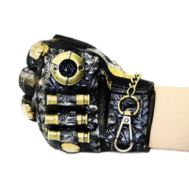 Guanti motociclista punk mezze dita in pelle S-XL
