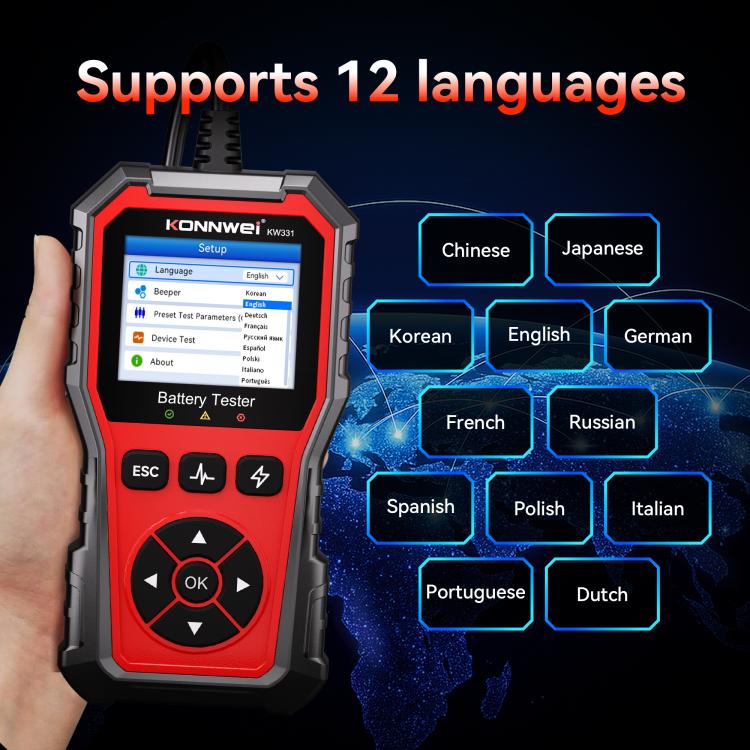 Strumento diagnosi OBD2 auto KONNWEI KW331 13 lingue