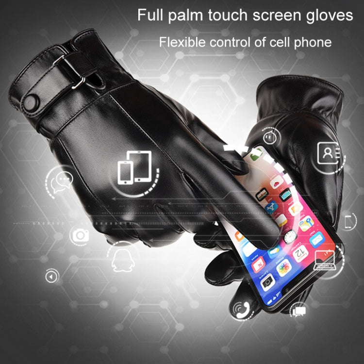 Guanti uomo in pelle PU e velluto touch screen medi