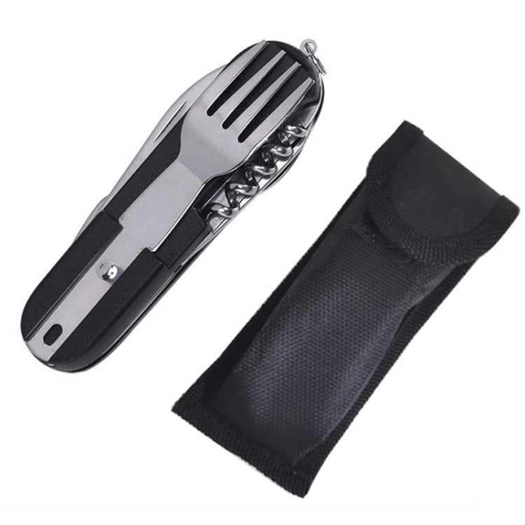 Set posate pieghevoli 7 in 1 in acciaio inox per campeggio