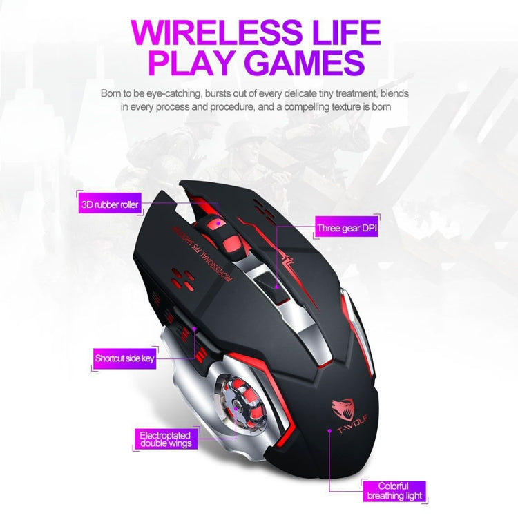 Mouse wireless da gioco RGB T-WOLF Q13 2,4 GHz 6 tasti