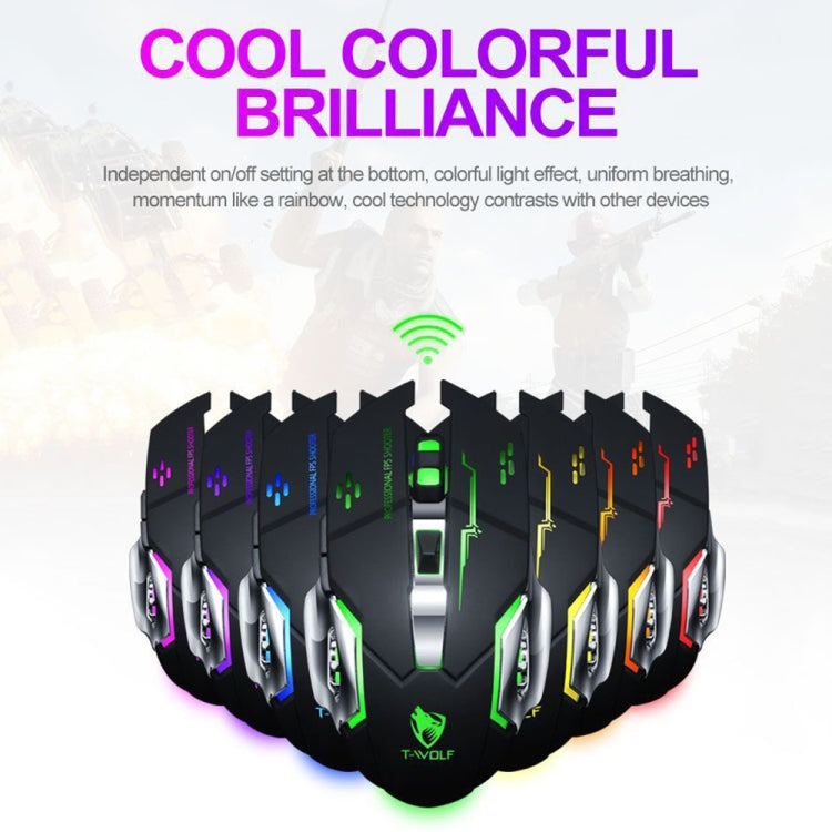 Mouse wireless da gioco RGB T-WOLF Q13 2,4 GHz 6 tasti