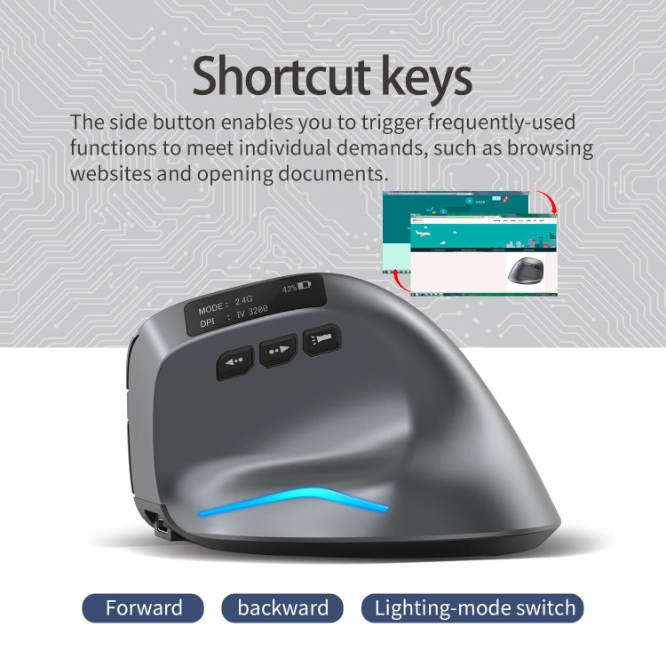 Mouse wireless verticale ZELOTES F-26C 2.4G+Bluetooth 8 tasti