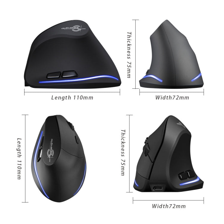 Mouse wireless ergonomico ricaricabile ZELOTES F35 6 tasti