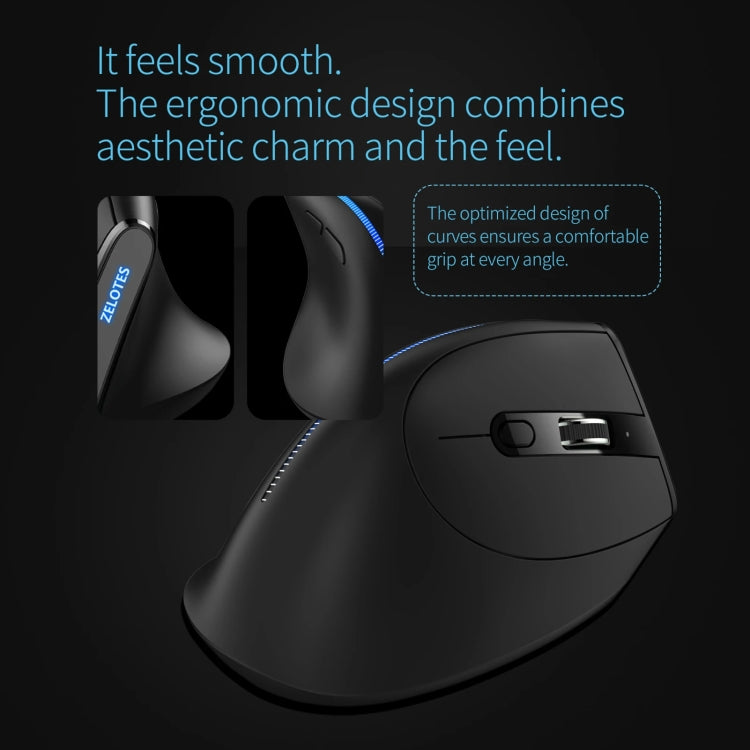 Mouse wireless ergonomico Zelotes F36A a 6 pulsanti