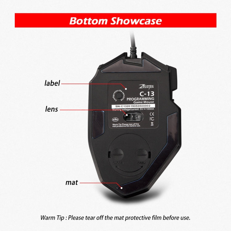 Mouse da gioco Zelotes C13 13 tasti RGB programmabile