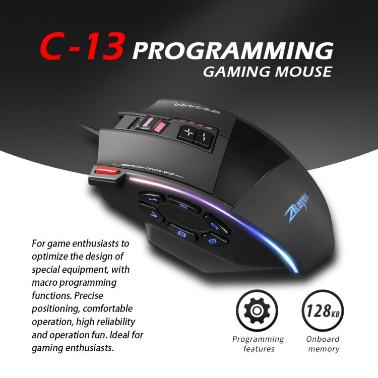 Mouse da gioco Zelotes C13 13 tasti RGB programmabile