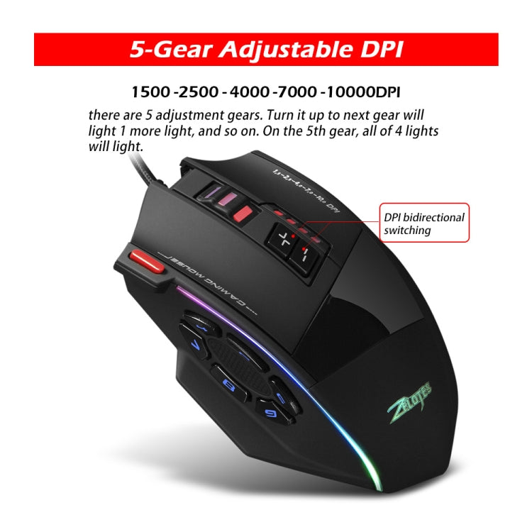 Mouse da gioco Zelotes C13 13 tasti RGB programmabile