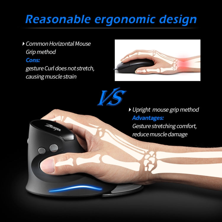 Mouse wireless ergonomico verticale ZELOTES F17 6 pulsanti