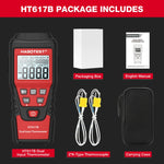 Termometro digitale HABOTEST HT617B a doppio canale con termocoppia - immagine 10