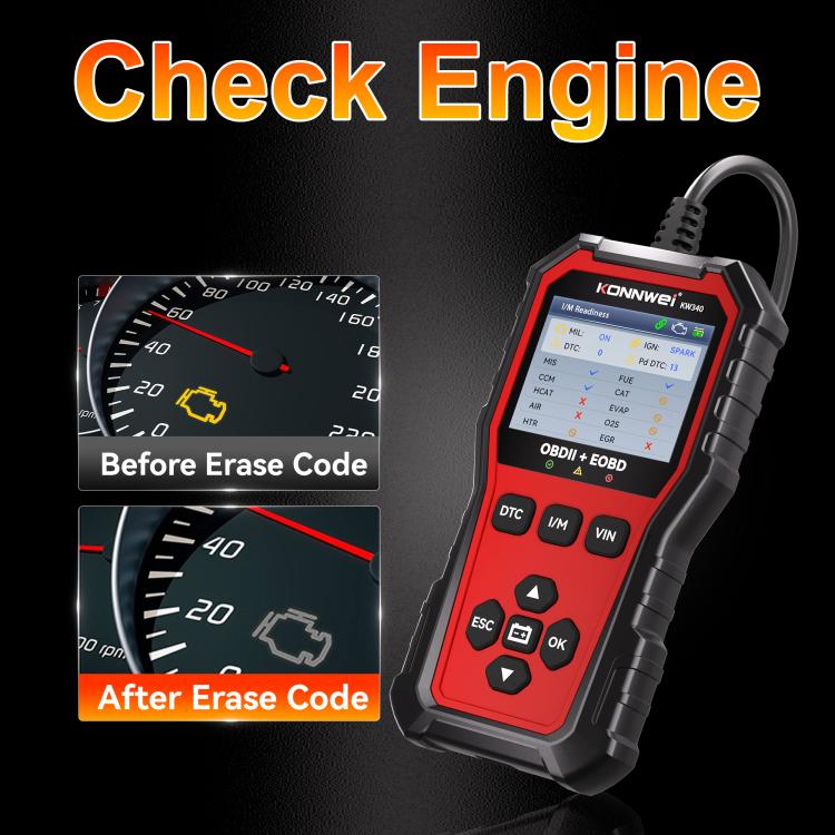 Lettore codici motore OBDII KW340 con display TFT 2,8 pollici