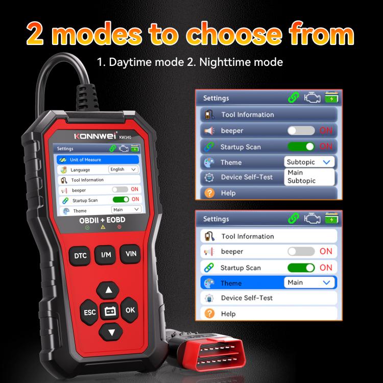 Lettore codici motore OBDII KW340 con display TFT 2,8 pollici