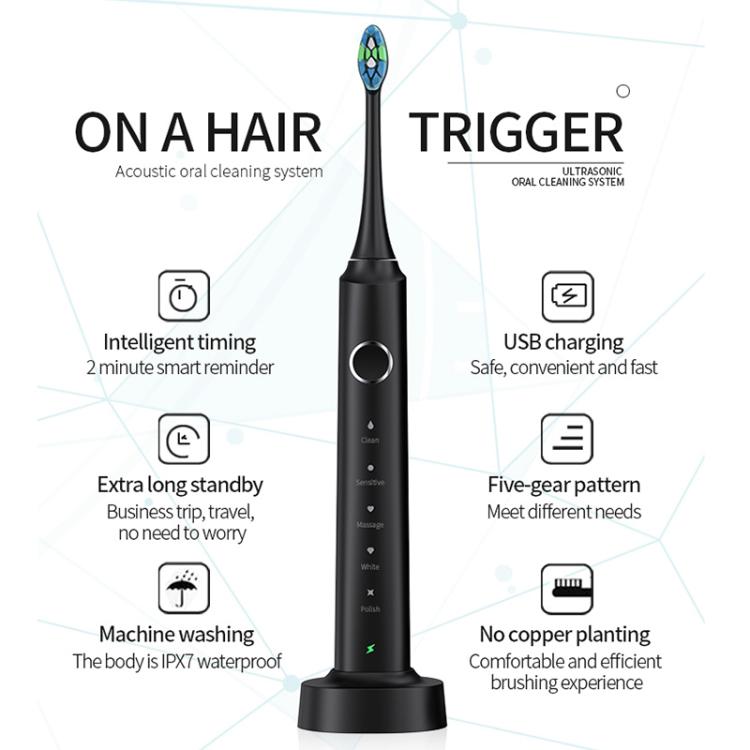 Spazzolino elettrico sonico portatile impermeabile IPX7