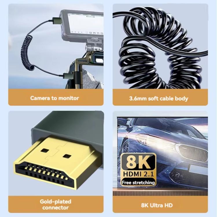 Cavo HDMI 2.1 a molla 8K 60Hz lunghezza 0,5 m Micro HDMI