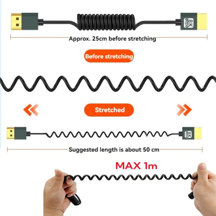 Cavo HDMI 2.1 a molla 8K 60Hz lunghezza 0,5 m Micro HDMI