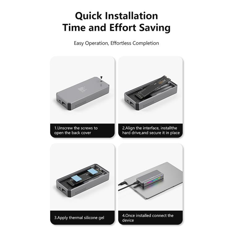Blueendless Box SSD M.2 NVMe USB4 40 Gbps con ventola RGB