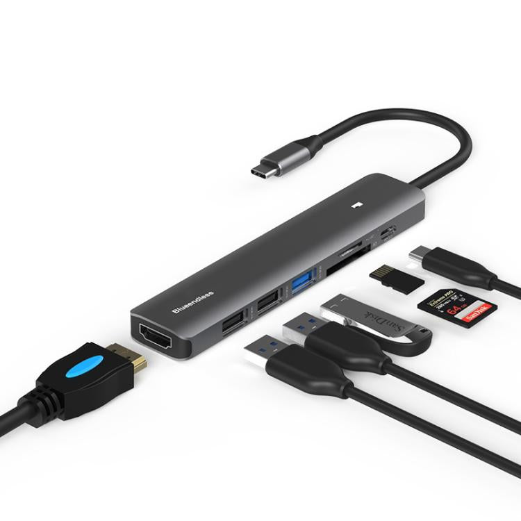 Hub USB-C 7-in-1 HDMI PD USB3.0 USB2.0 SD TF