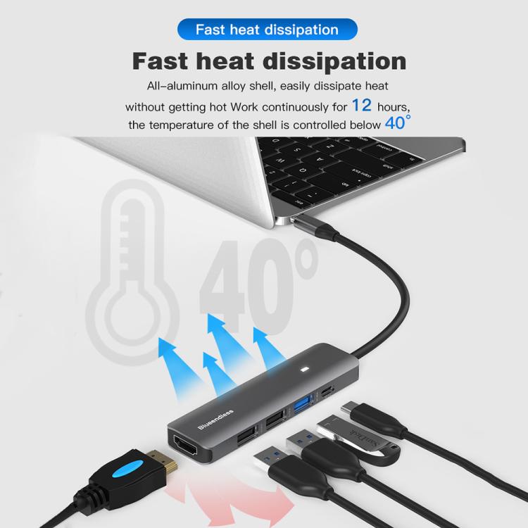Hub USB-C 7-in-1 HDMI PD USB3.0 USB2.0 SD TF