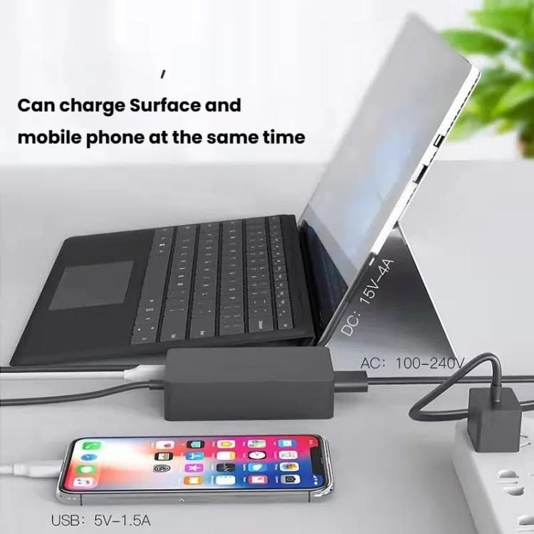 Caricabatterie 65W per Microsoft Surface con porta USB-A