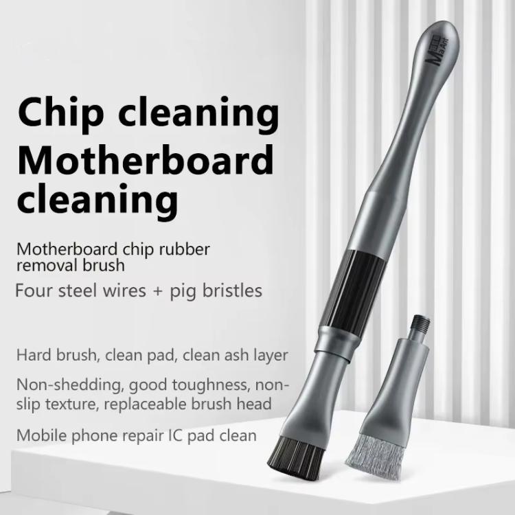 Spazzola corta cilindrica irrigidita per la riparazione di telefoni cellulari e la pulizia di schede madri., 2 In 1 Brush