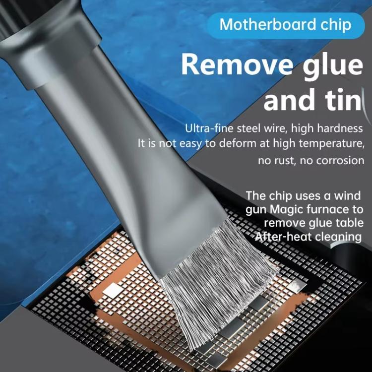 Spazzola corta cilindrica irrigidita per la riparazione di telefoni cellulari e la pulizia di schede madri., 2 In 1 Brush