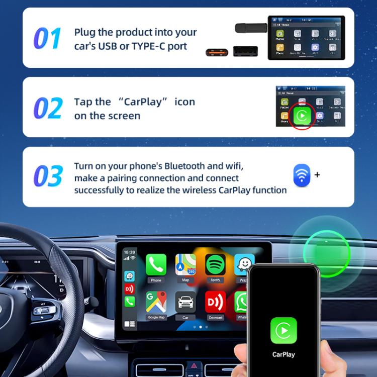 Adattatore Carlinkit da cablato a wireless per CarPlay iPhone