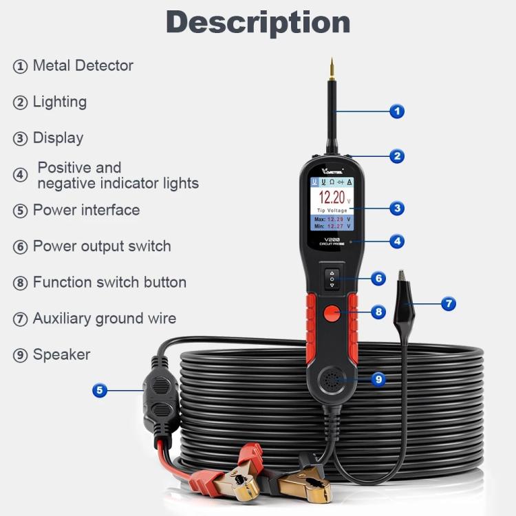 Tester per circuiti auto VDIAGTOOL 6-42V con display TFT
