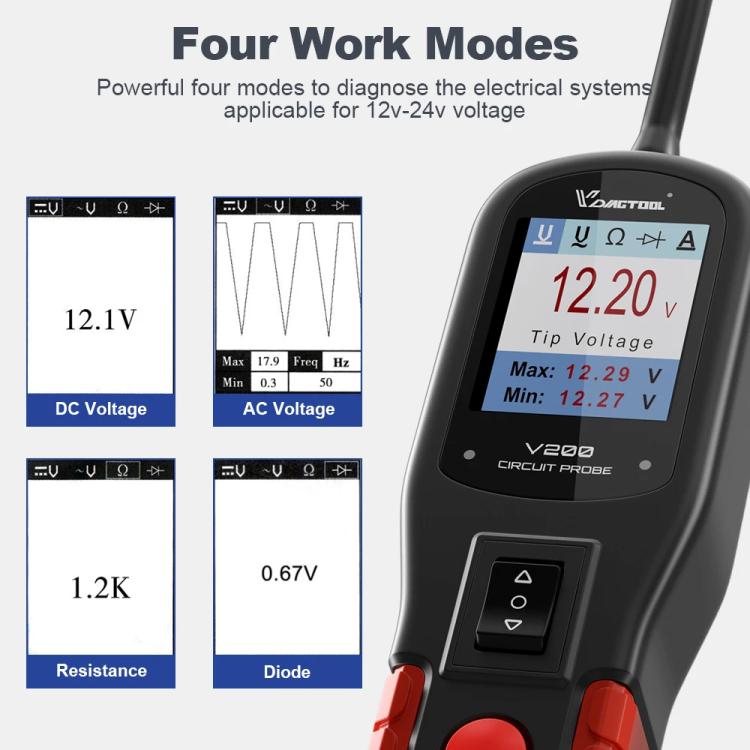 Tester per circuiti auto VDIAGTOOL 6-42V con display TFT