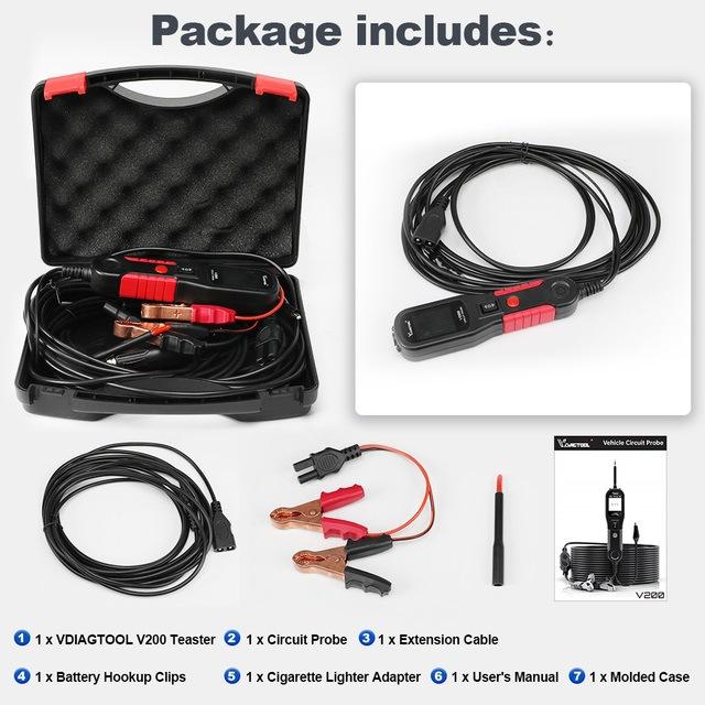 Tester per circuiti auto VDIAGTOOL 6-42V con display TFT