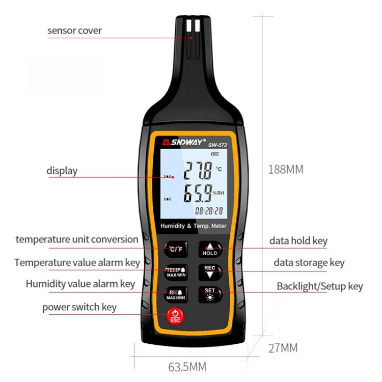 Misuratore digitale di temperatura e umidità SW-572 portatile - immagine 3