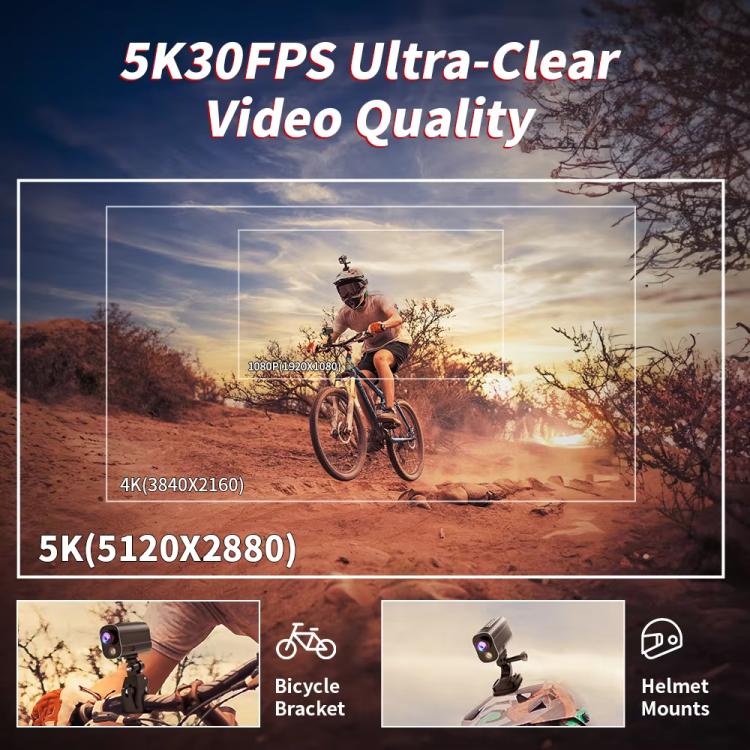 Videocamera d’azione 5K WiFi con EIS e luce LED per ciclismo - immagine 3