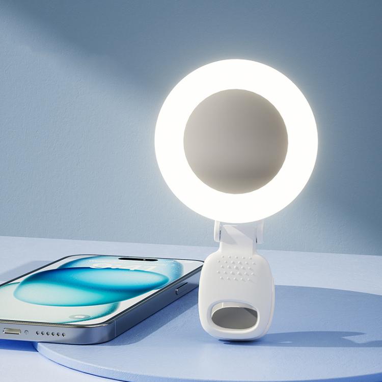 Luce selfie ricaricabile con specchio, clip e 3 temperature colore