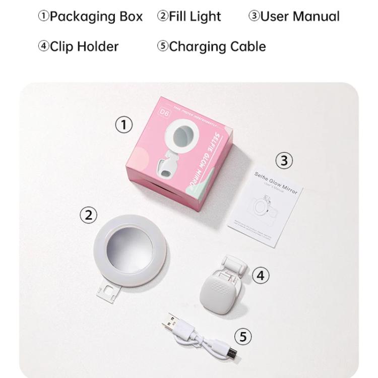 Luce selfie ricaricabile con specchio, clip e 3 temperature colore - immagine 12