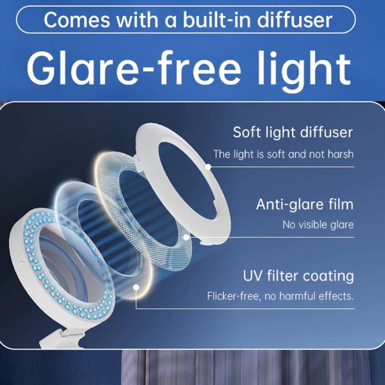 Luce selfie ricaricabile con specchio, clip e 3 temperature colore - immagine 8