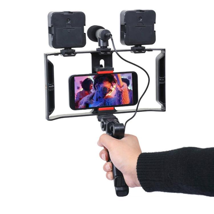 Kit video per smartphone AY-49X con luci LED e microfono - immagine 2