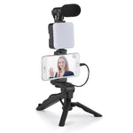Kit streaming AY-49 con luce LED, treppiede e microfono per smartphone
