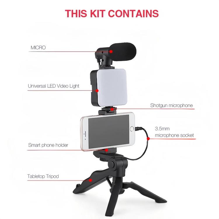 Kit streaming AY-49 con luce LED, treppiede e microfono per smartphone - immagine 7