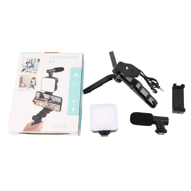 Kit streaming AY-49 con luce LED, treppiede e microfono per smartphone - immagine 8