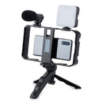 Supporto stabilizzatore smartphone AY-49B con luce LED e microfono - immagine 2