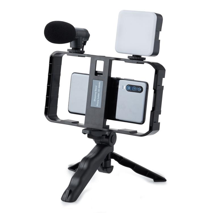 Supporto stabilizzatore smartphone AY-49B con luce LED e microfono - immagine 2