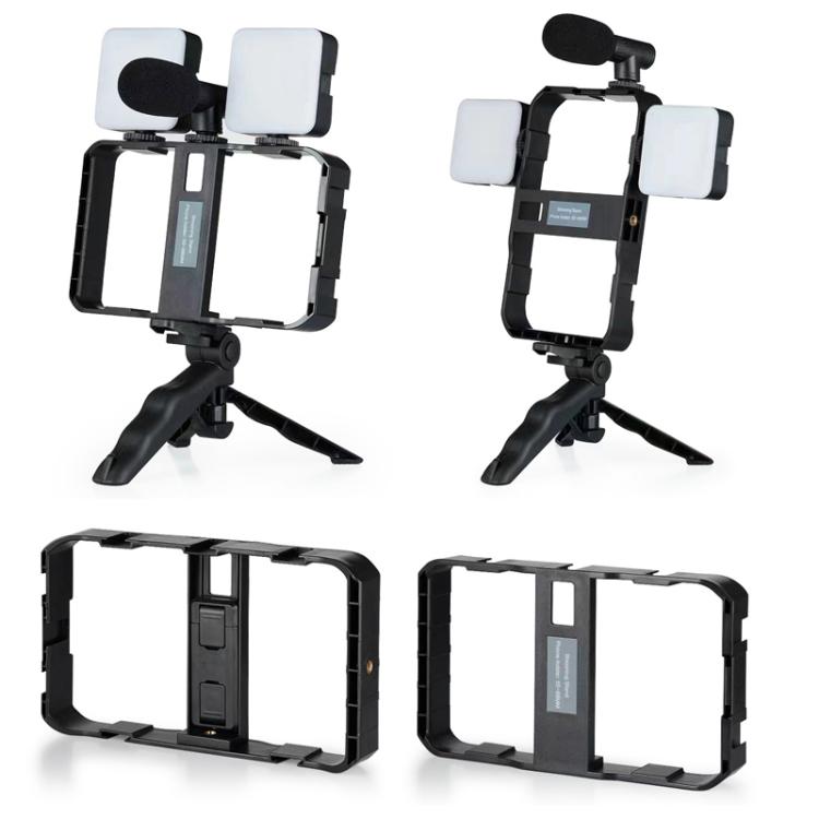 Supporto stabilizzatore smartphone AY-49B con luce LED e microfono - immagine 4