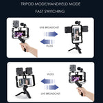 Supporto stabilizzatore smartphone AY-49B con luce LED e microfono - immagine 5