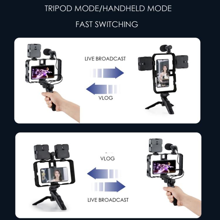 Supporto stabilizzatore smartphone AY-49B con luce LED e microfono - immagine 5