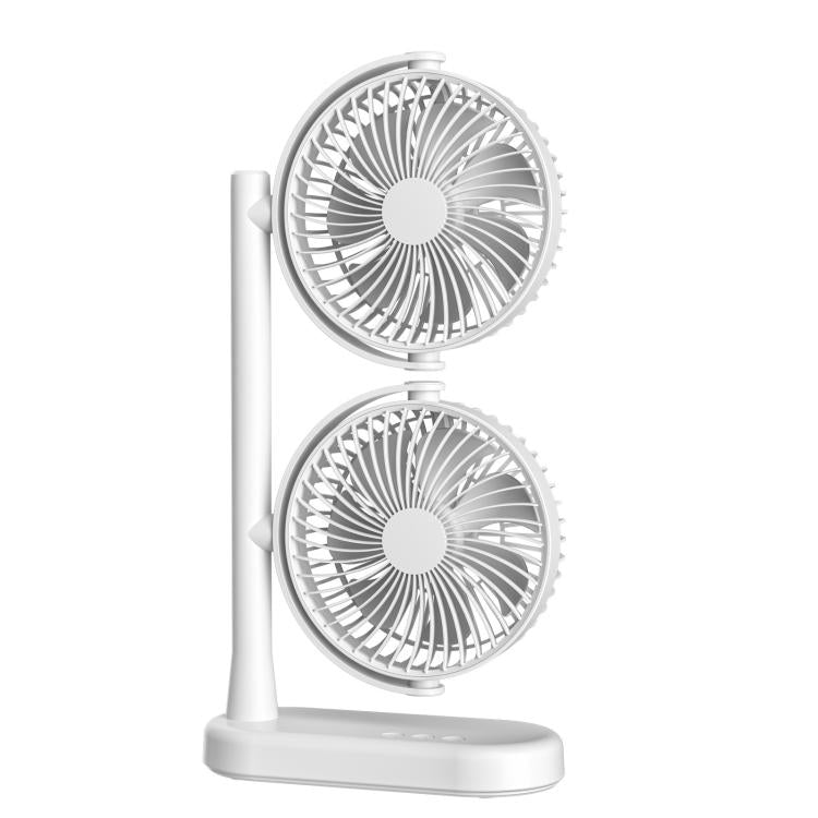 Ventilatore da scrivania a doppia testa, oscillante regolabile a 360 gradi, circolatore d'aria portatile a 3 velocità., 4000 mAh Battery, Without Battery