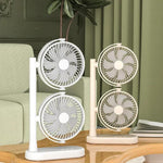 Ventilatore da scrivania a doppia testa, oscillante regolabile a 360 gradi, circolatore d'aria portatile a 3 velocità., 4000 mAh Battery, Without Battery