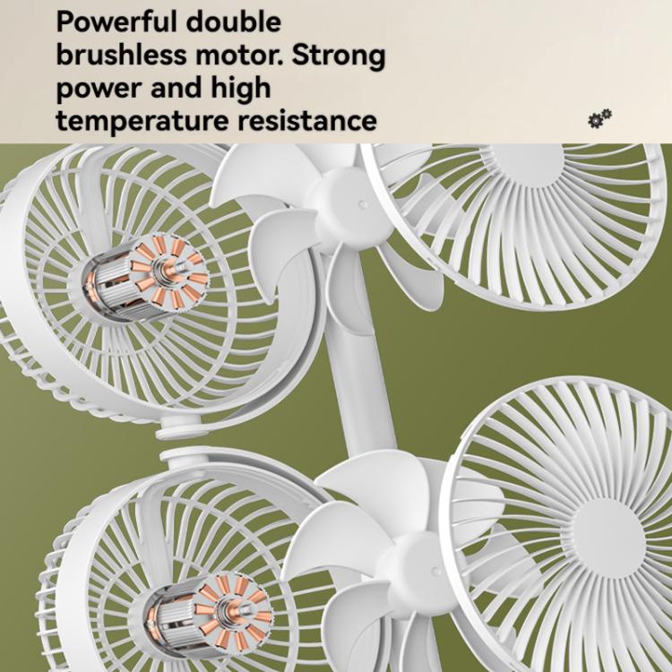 Ventilatore da scrivania a doppia testa, oscillante regolabile a 360 gradi, circolatore d'aria portatile a 3 velocità., 4000 mAh Battery, Without Battery