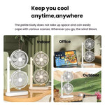 Ventilatore da scrivania a doppia testa, oscillante regolabile a 360 gradi, circolatore d'aria portatile a 3 velocità., 4000 mAh Battery, Without Battery