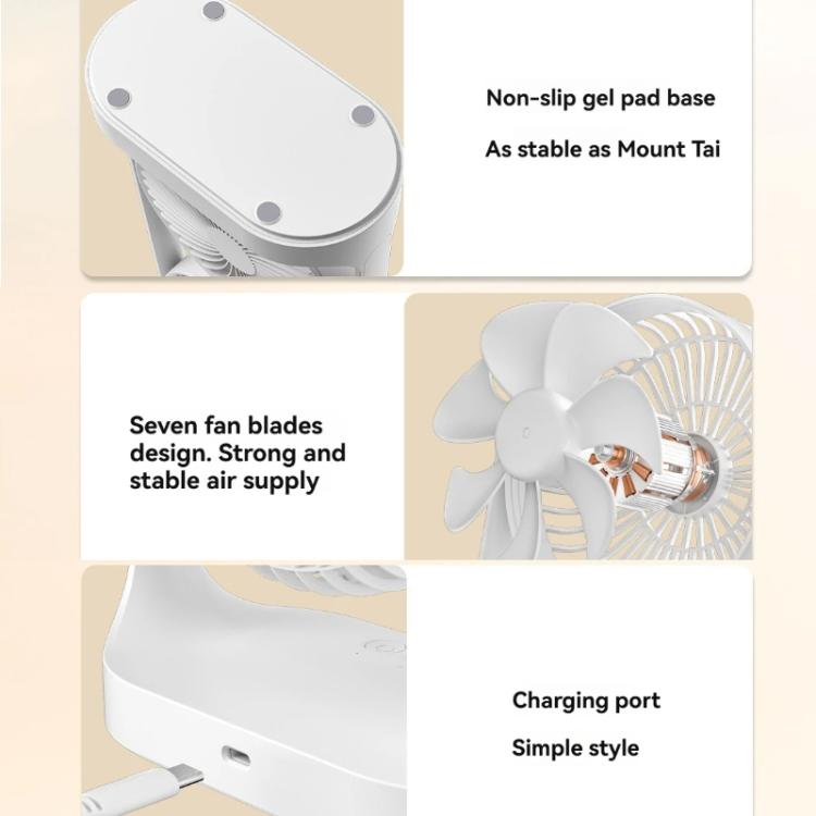Ventilatore da scrivania a doppia testa, oscillante regolabile a 360 gradi, circolatore d'aria portatile a 3 velocità., 4000 mAh Battery, Without Battery