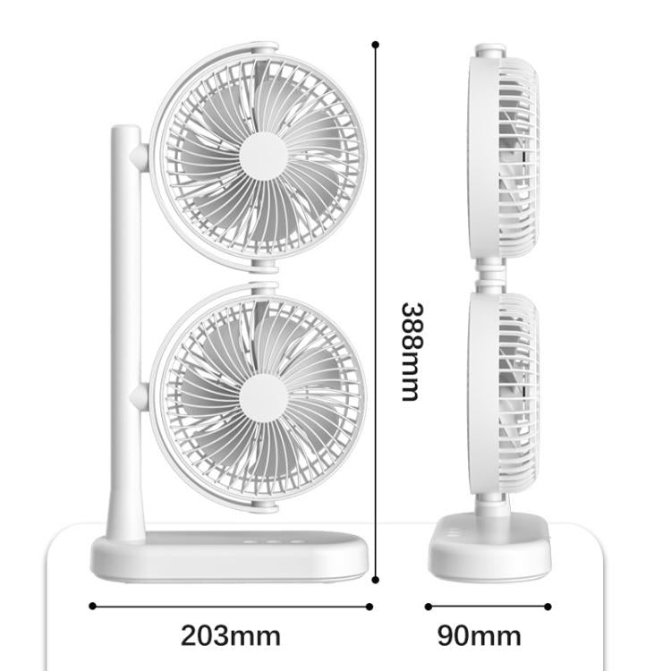 Ventilatore da scrivania a doppia testa, oscillante regolabile a 360 gradi, circolatore d'aria portatile a 3 velocità., 4000 mAh Battery, Without Battery