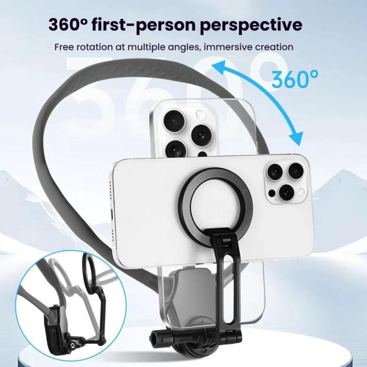 Supporto magnetico regolabile da collo per telefono e action cam
